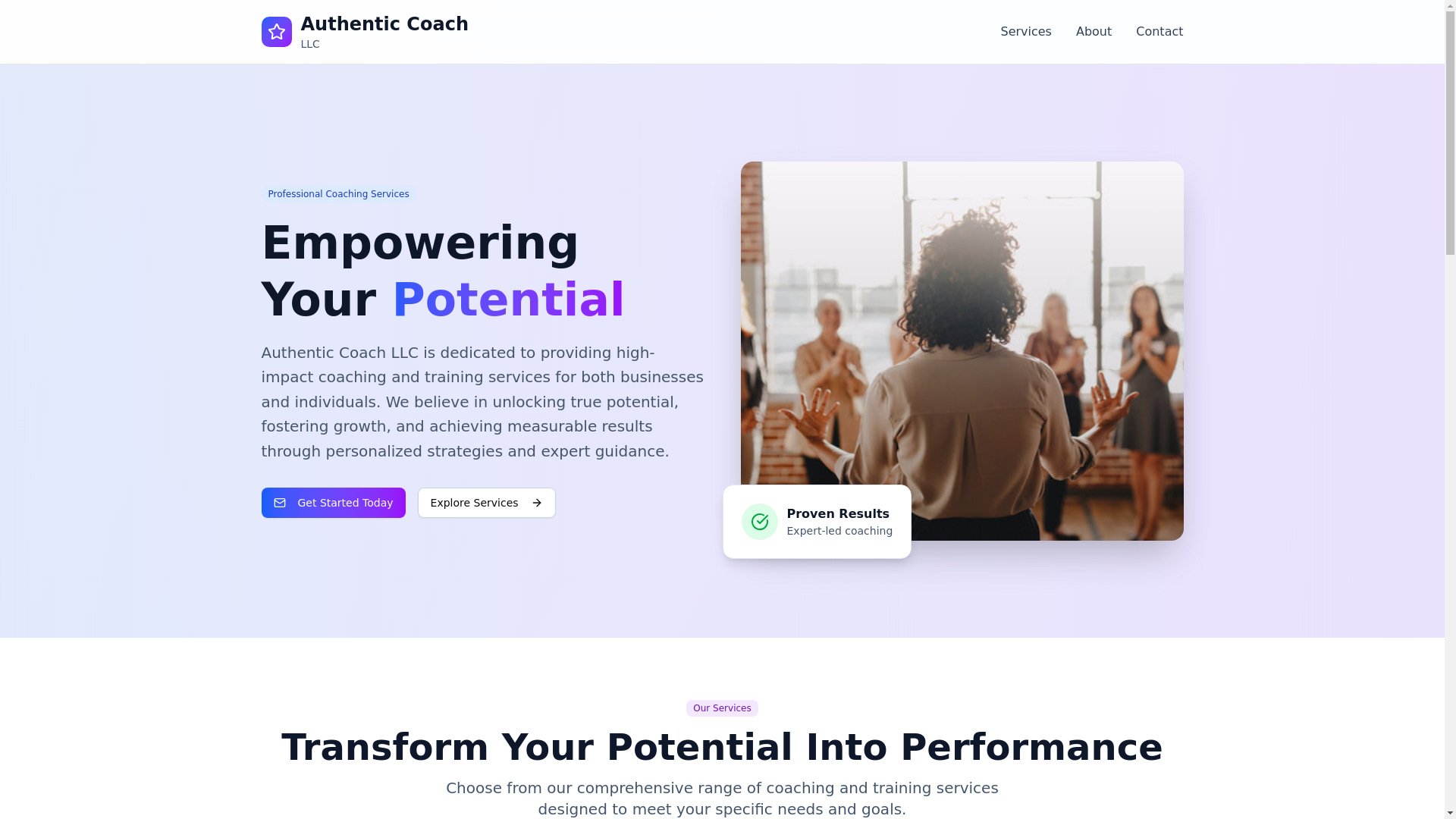 website screenshot of https://authenticcoachllc.pages.dev/