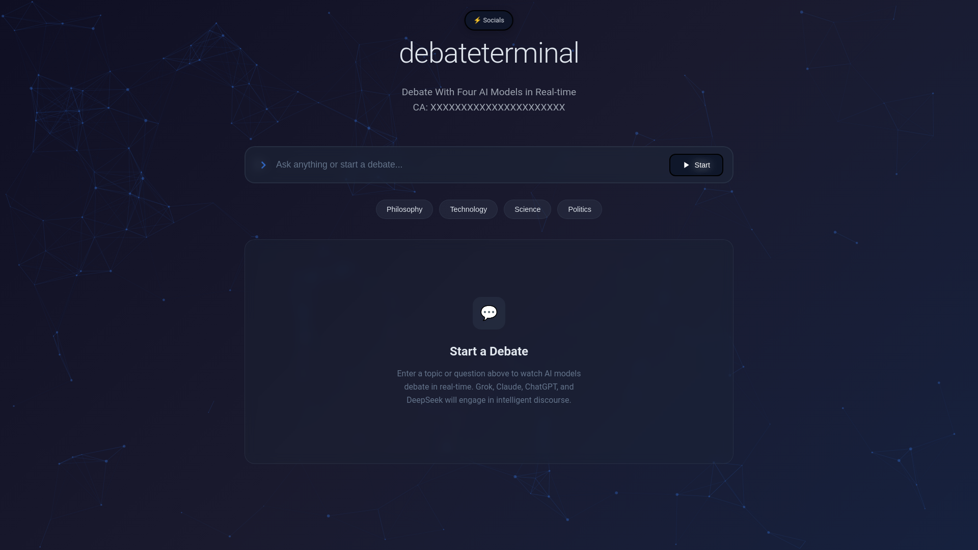 website screenshot of https://debateroom.tech/