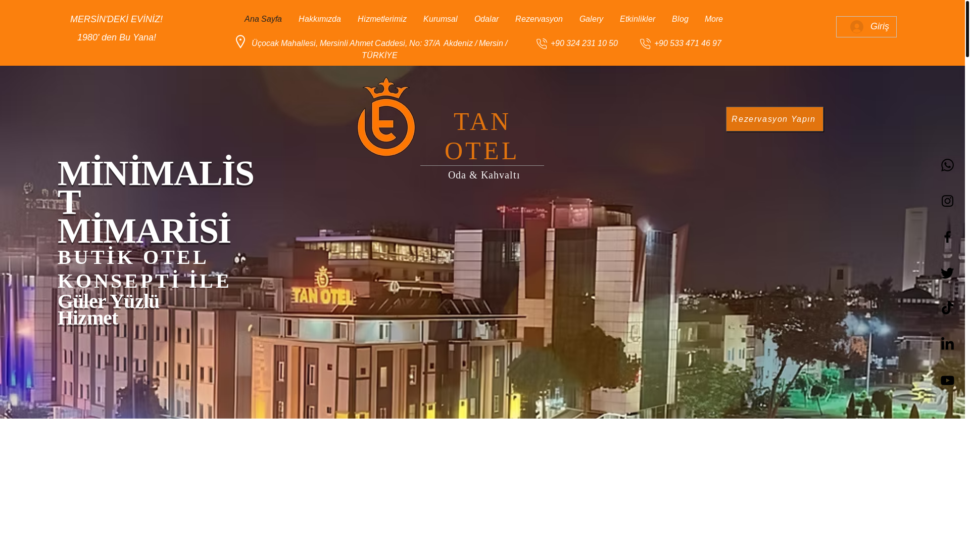 website screenshot of https://mersinoteltan.com/