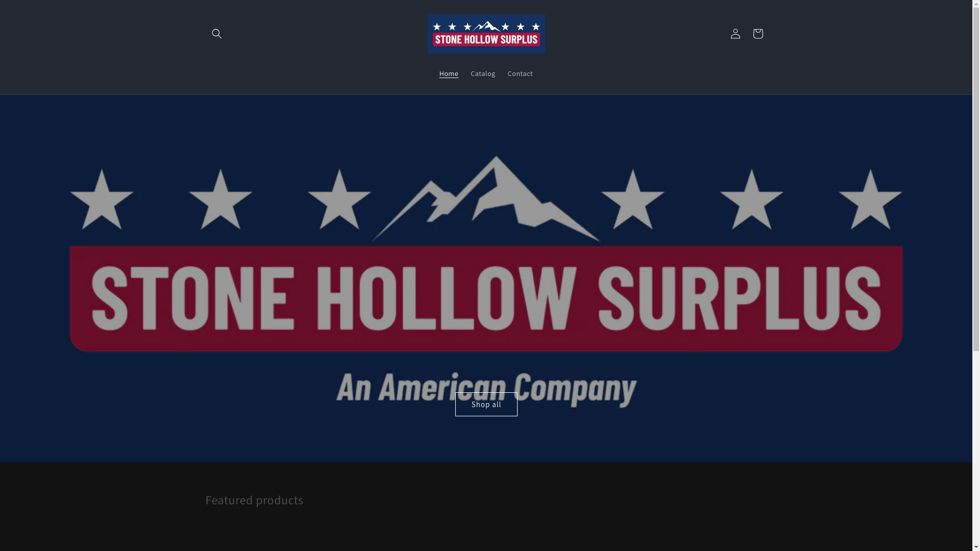 website screenshot of https://stonehollowsurplus.com/