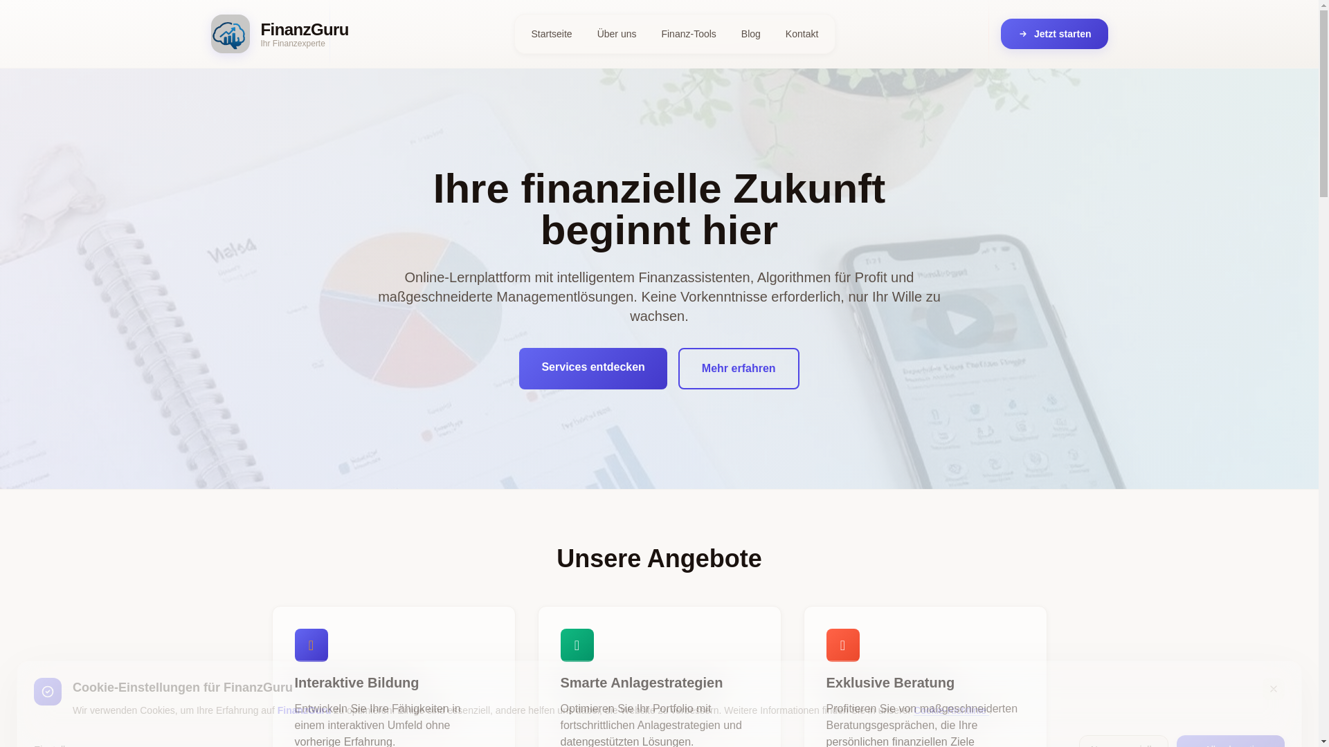 website screenshot of https://finanzgurude.com/