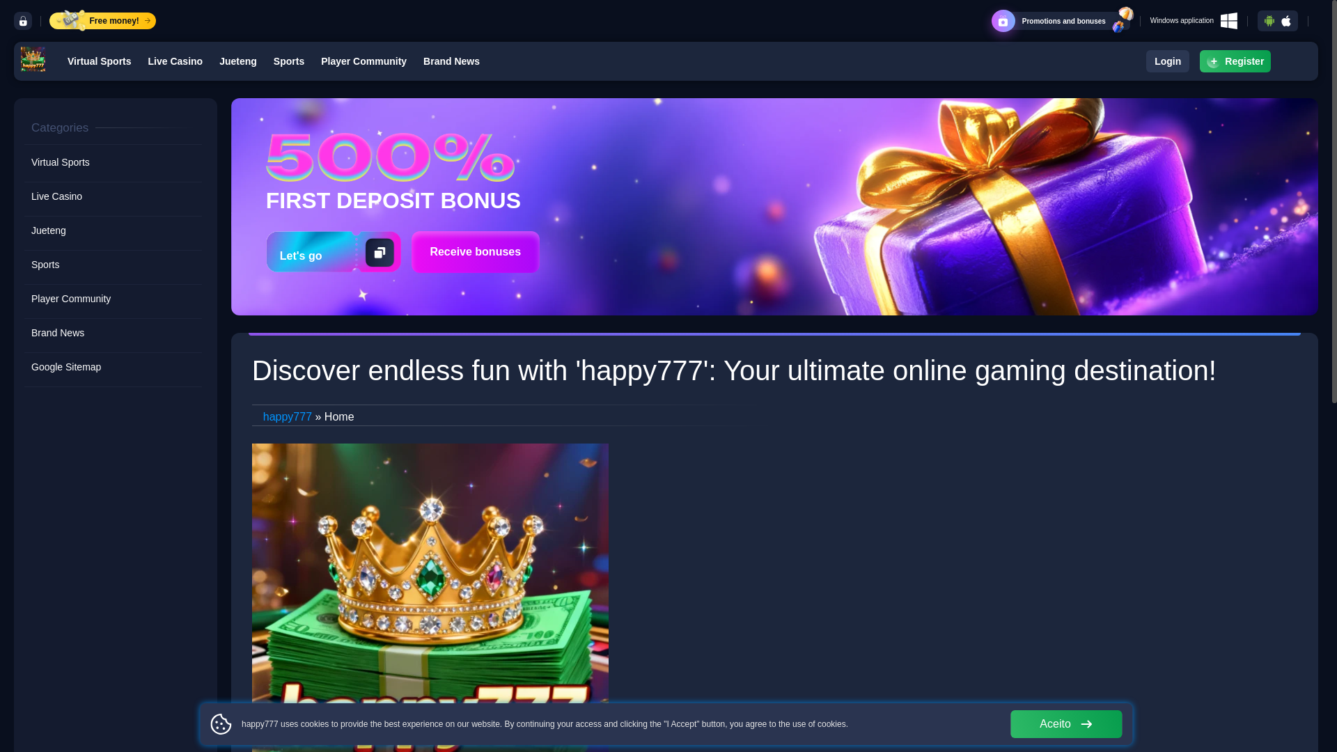 website screenshot of https://happy777jl.com/