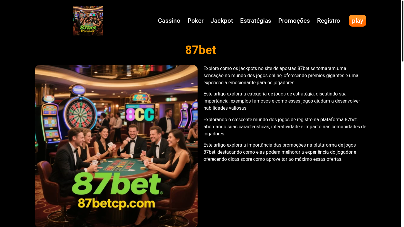 website screenshot of https://87betcp.com/