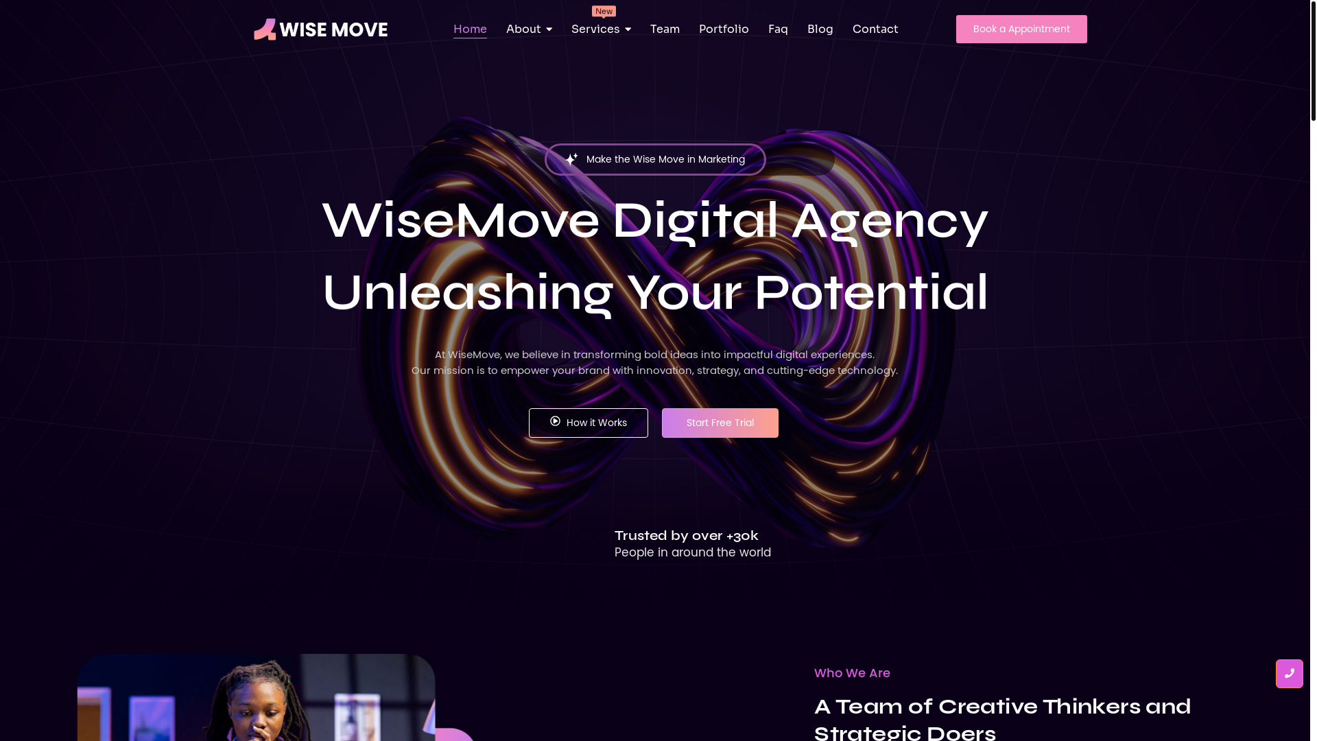 website screenshot of https://wisemove.website/