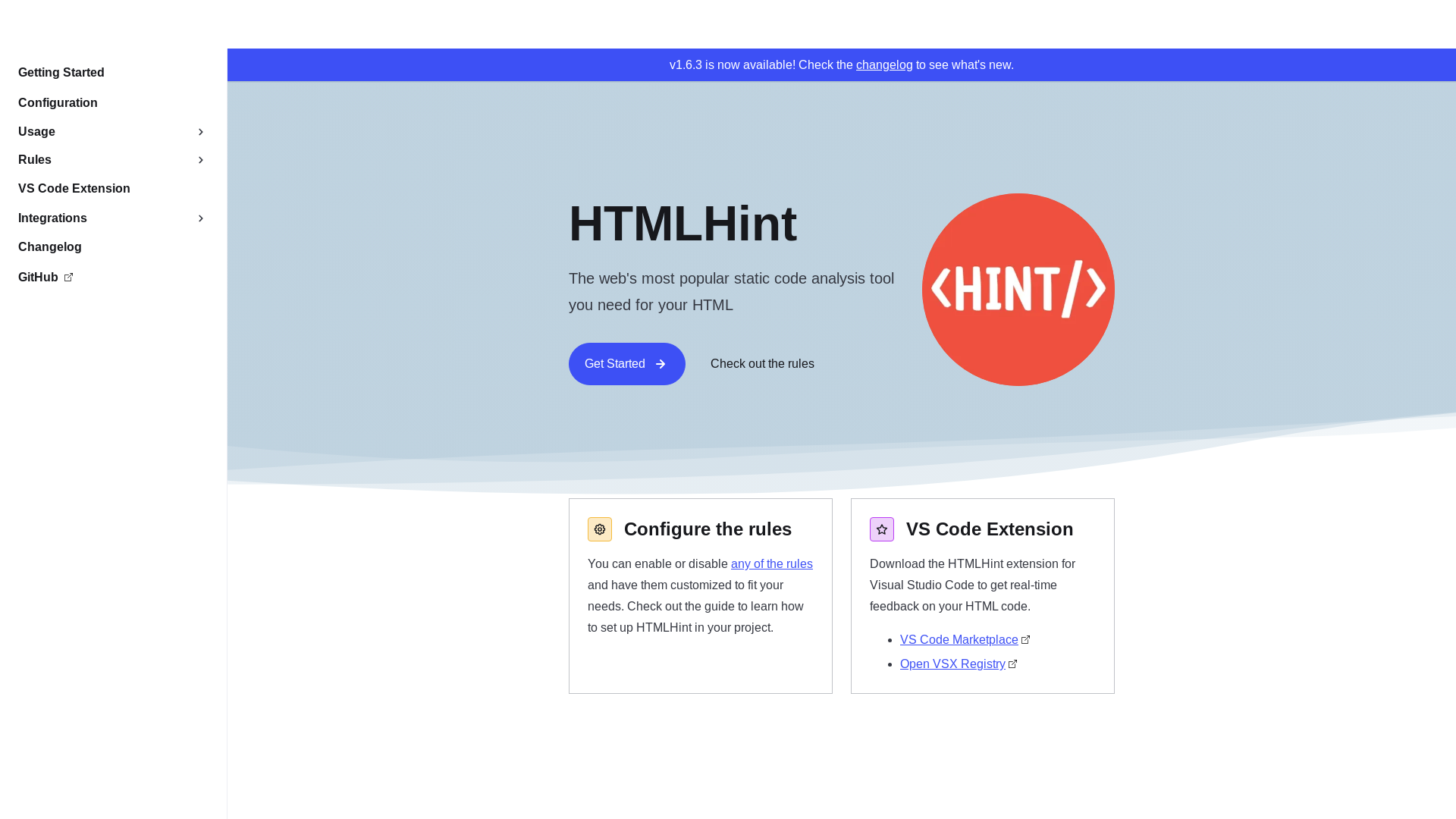 website screenshot of https://htmlhint.pages.dev/