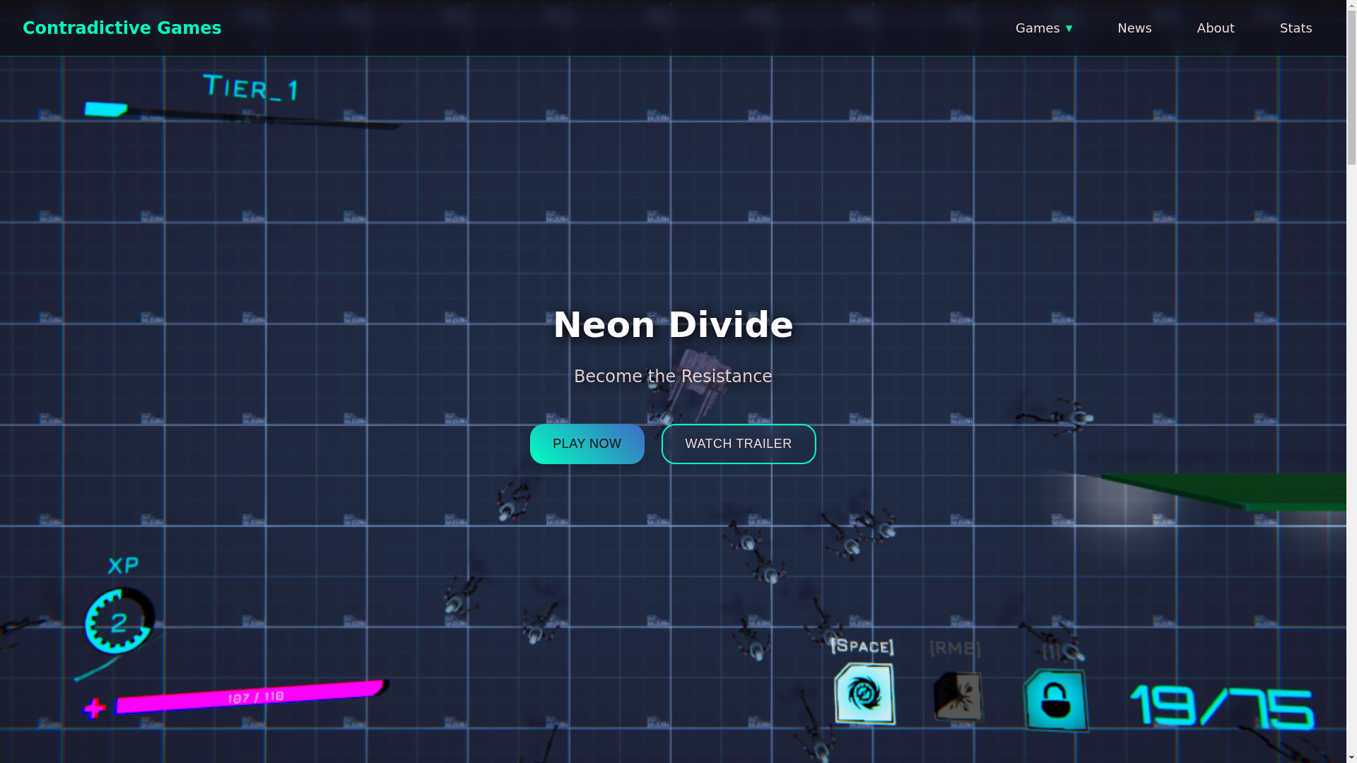 website screenshot of https://contradictivegames.com/