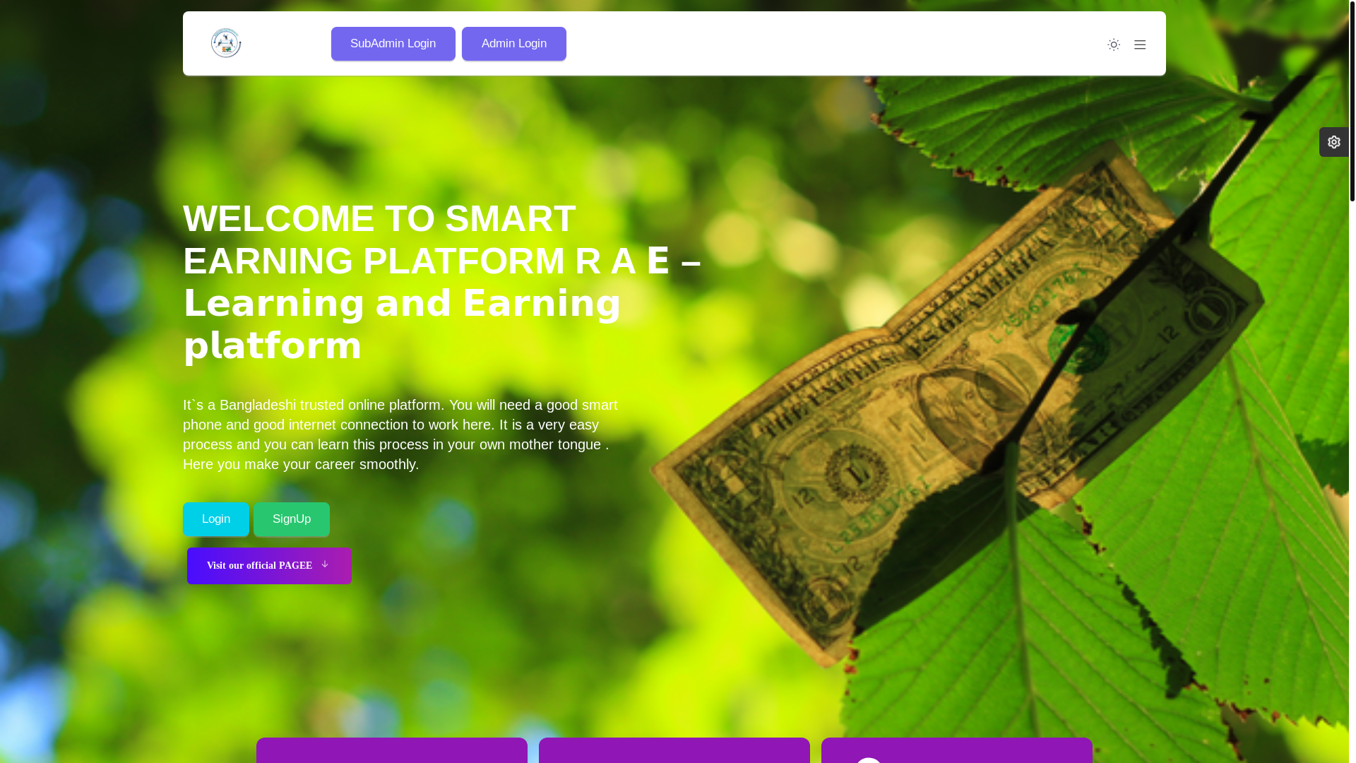 website screenshot of https://smartearningplatformra.com/