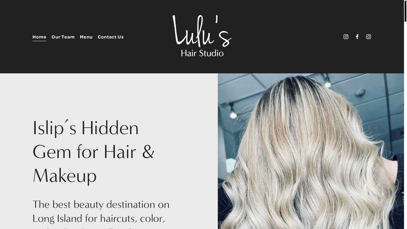 website screenshot of https://lulushairstudio.com/