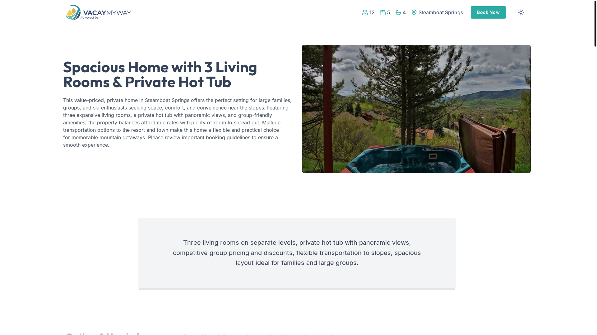 website screenshot of https://cozyvalley.vacations/