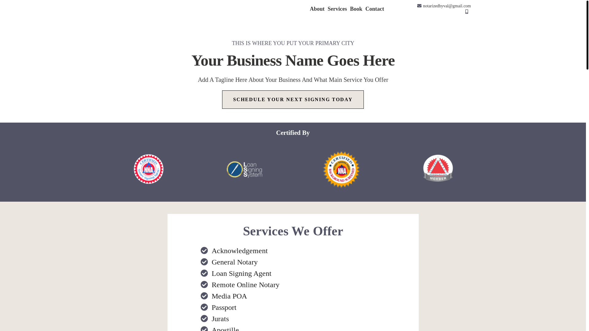 website screenshot of https://valerieruiznotary.com/