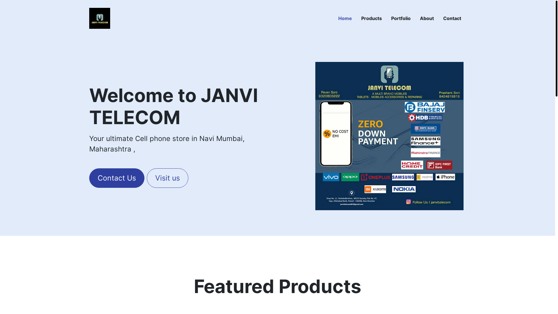 website screenshot of https://janvitelecom.co.in/