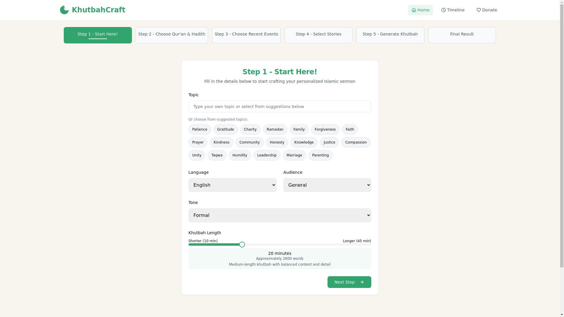website screenshot of https://khutbahcraft.org/