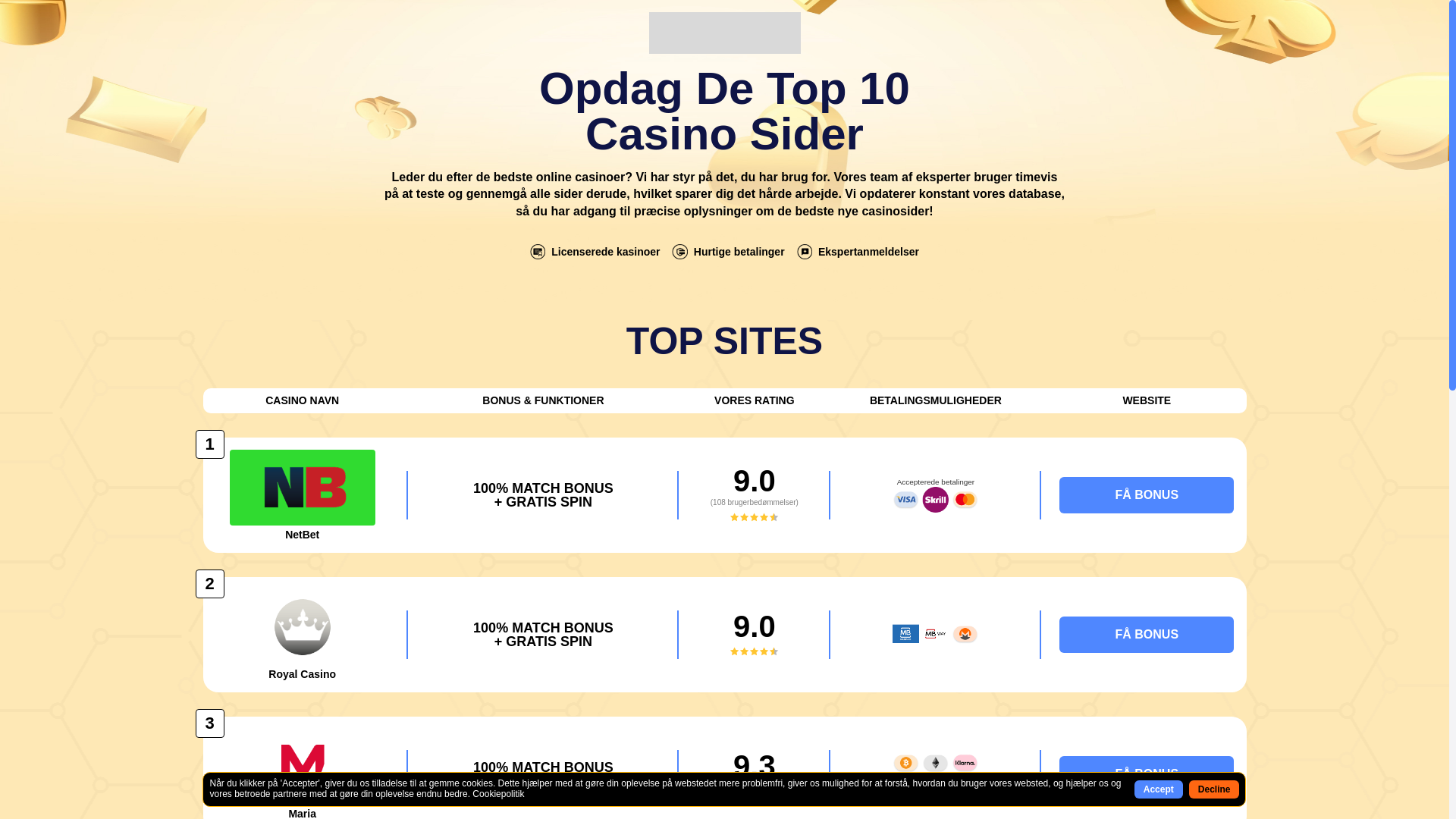 website screenshot of https://casinokingdk.com/