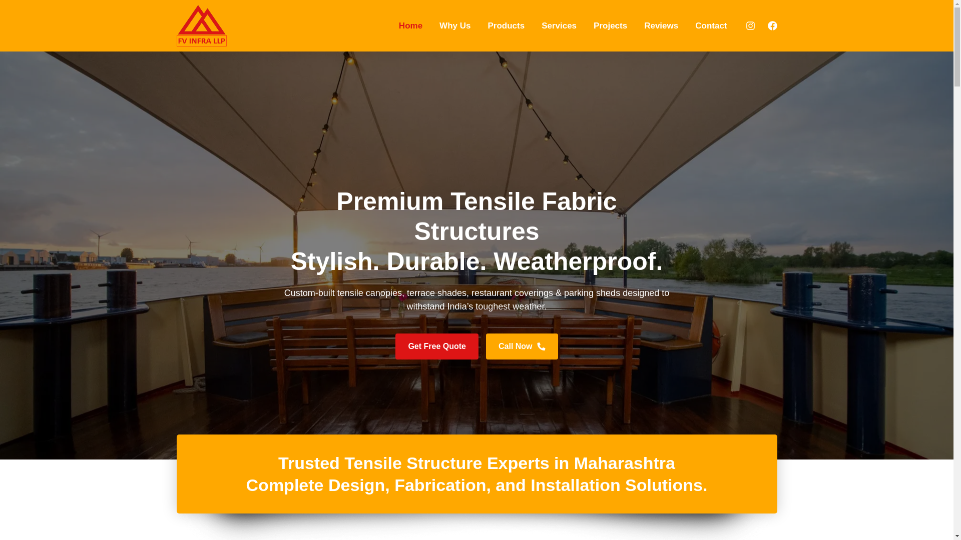 website screenshot of https://fvtensilefabricstructure.in/