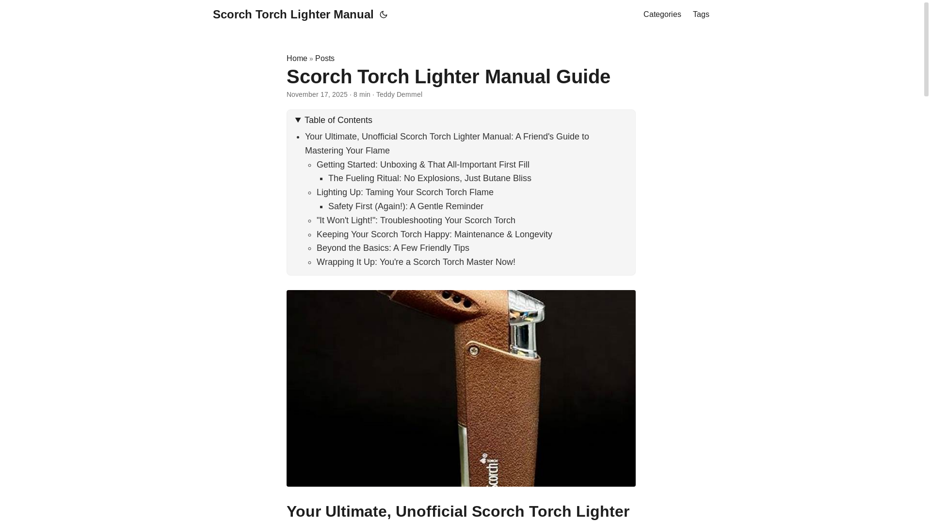 website screenshot of https://scorchtorchlightermanual3.pages.dev/