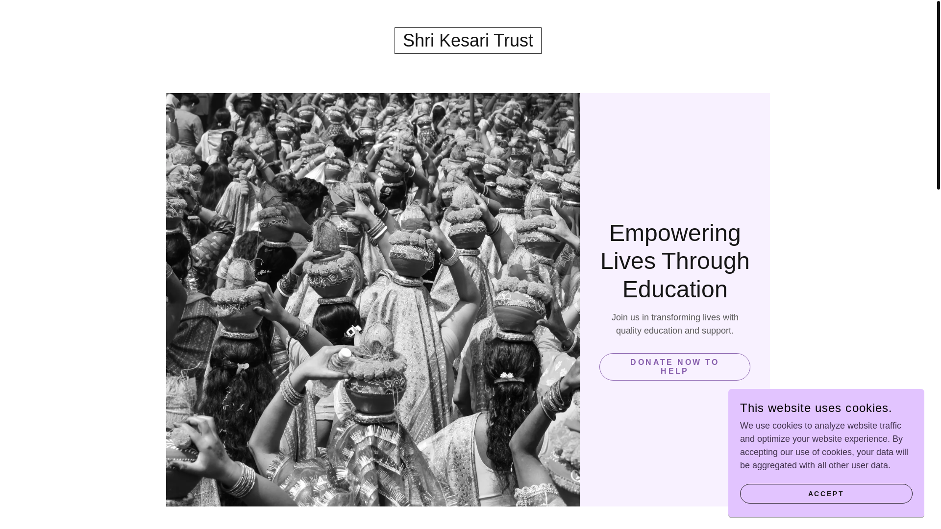 website screenshot of https://shrikesaritrust.org/