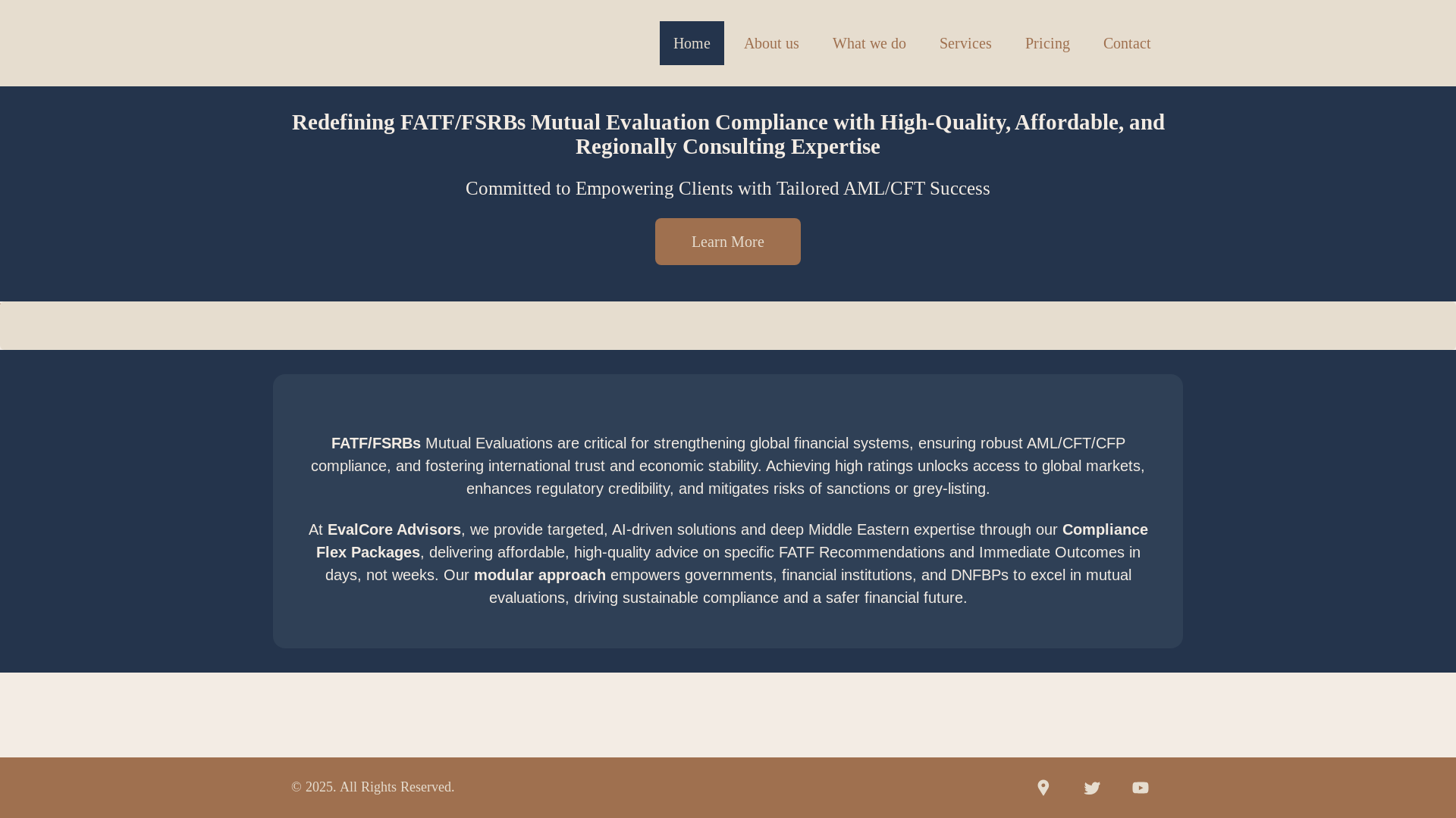 website screenshot of https://evalcoreadvisors.com/