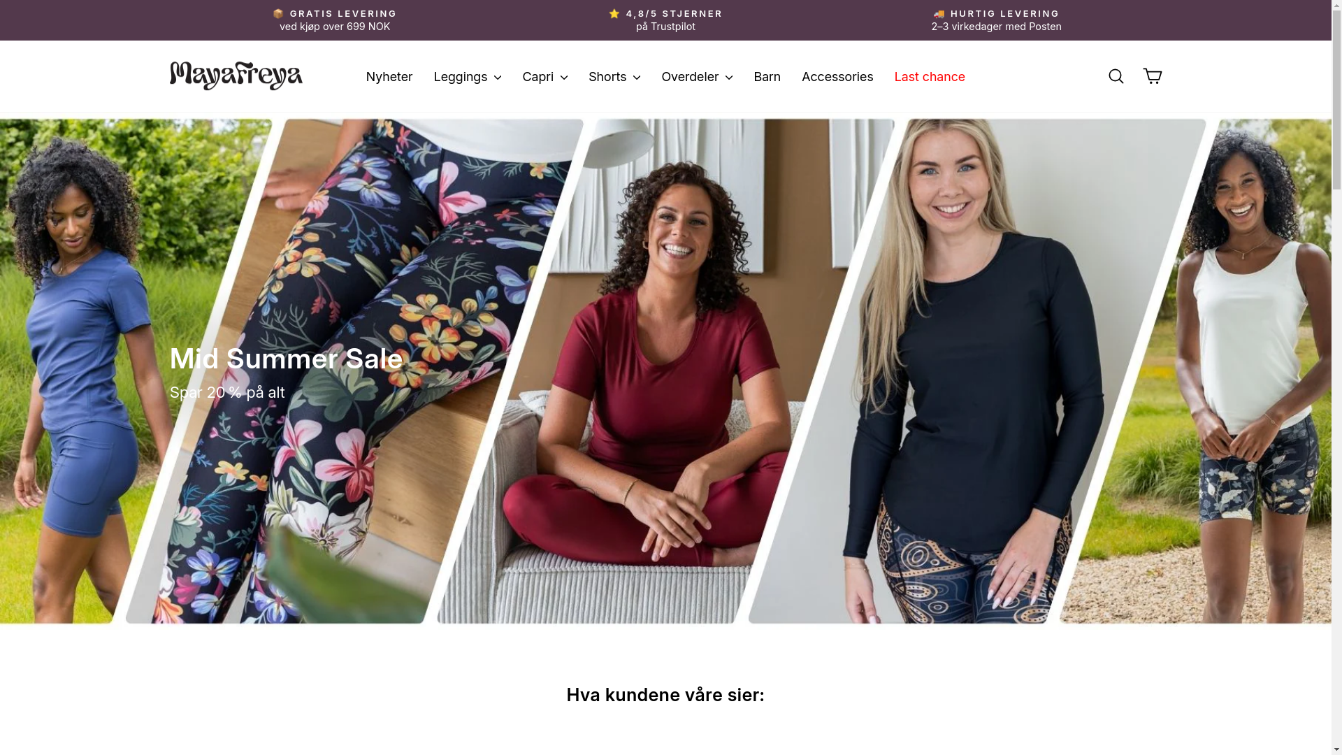 website screenshot of https://mayafreya.no/