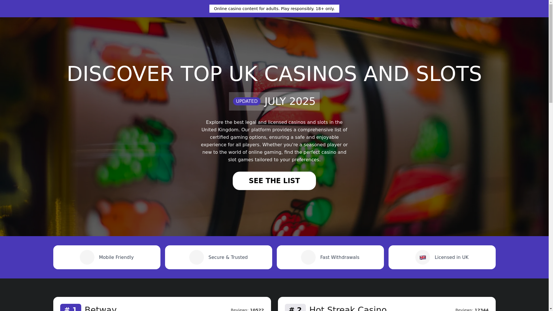 website screenshot of https://ukultimatecasinos.com/