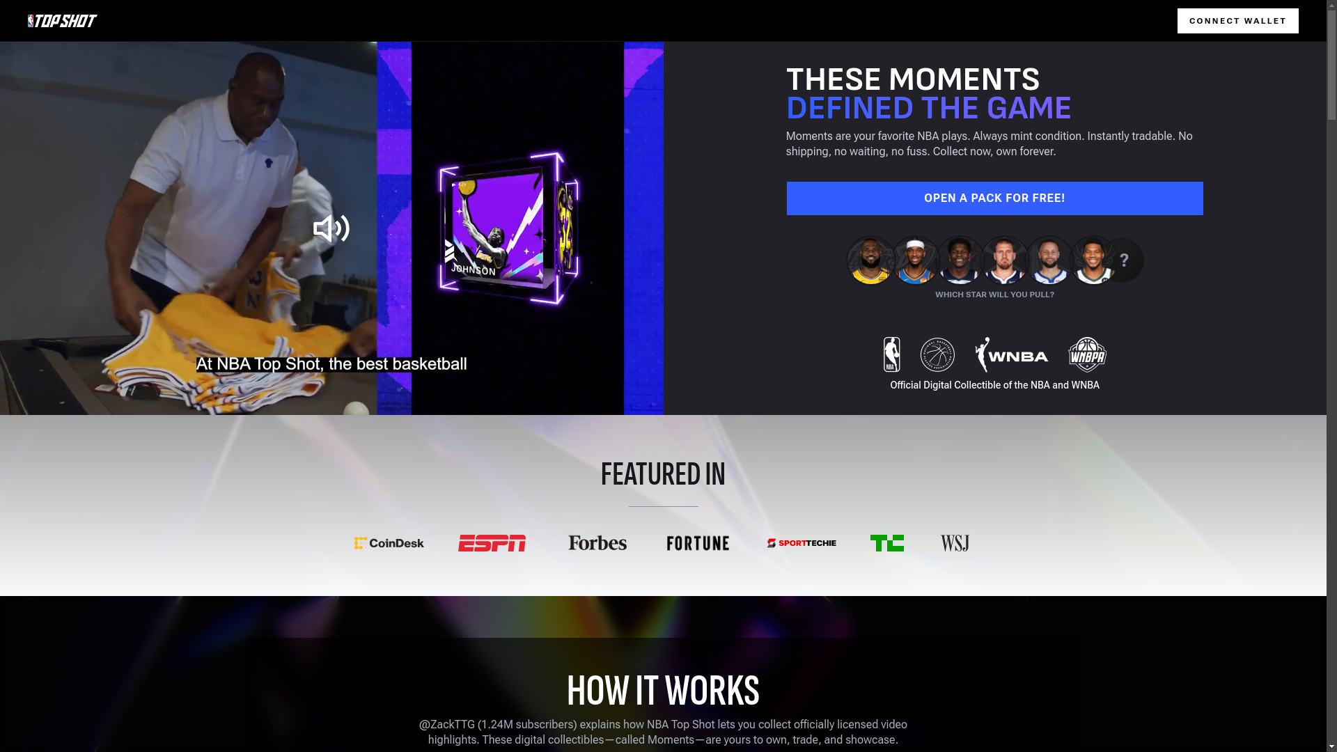 website screenshot of https://nbatopshot.live/