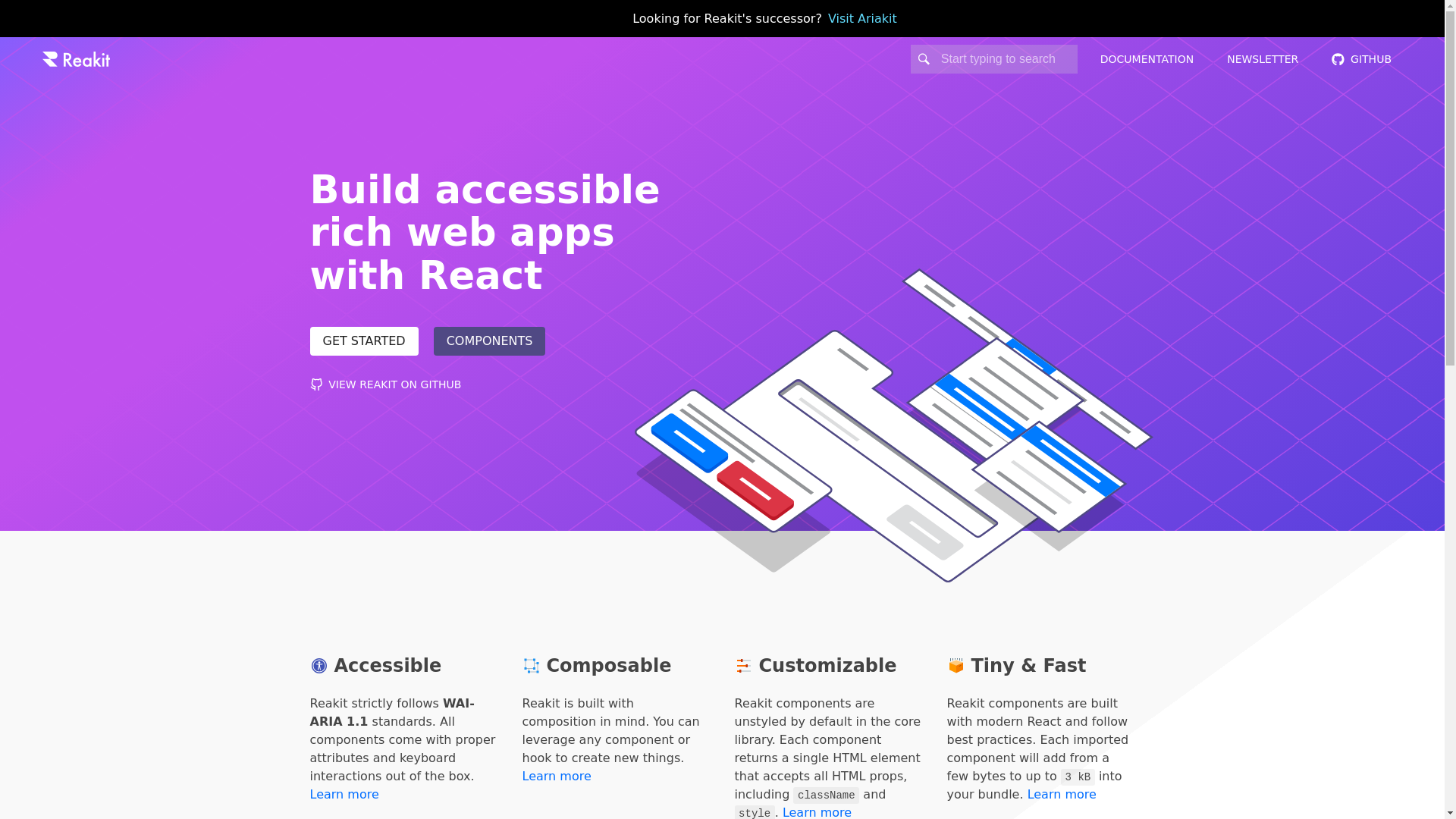 website screenshot of https://reakit.io/
