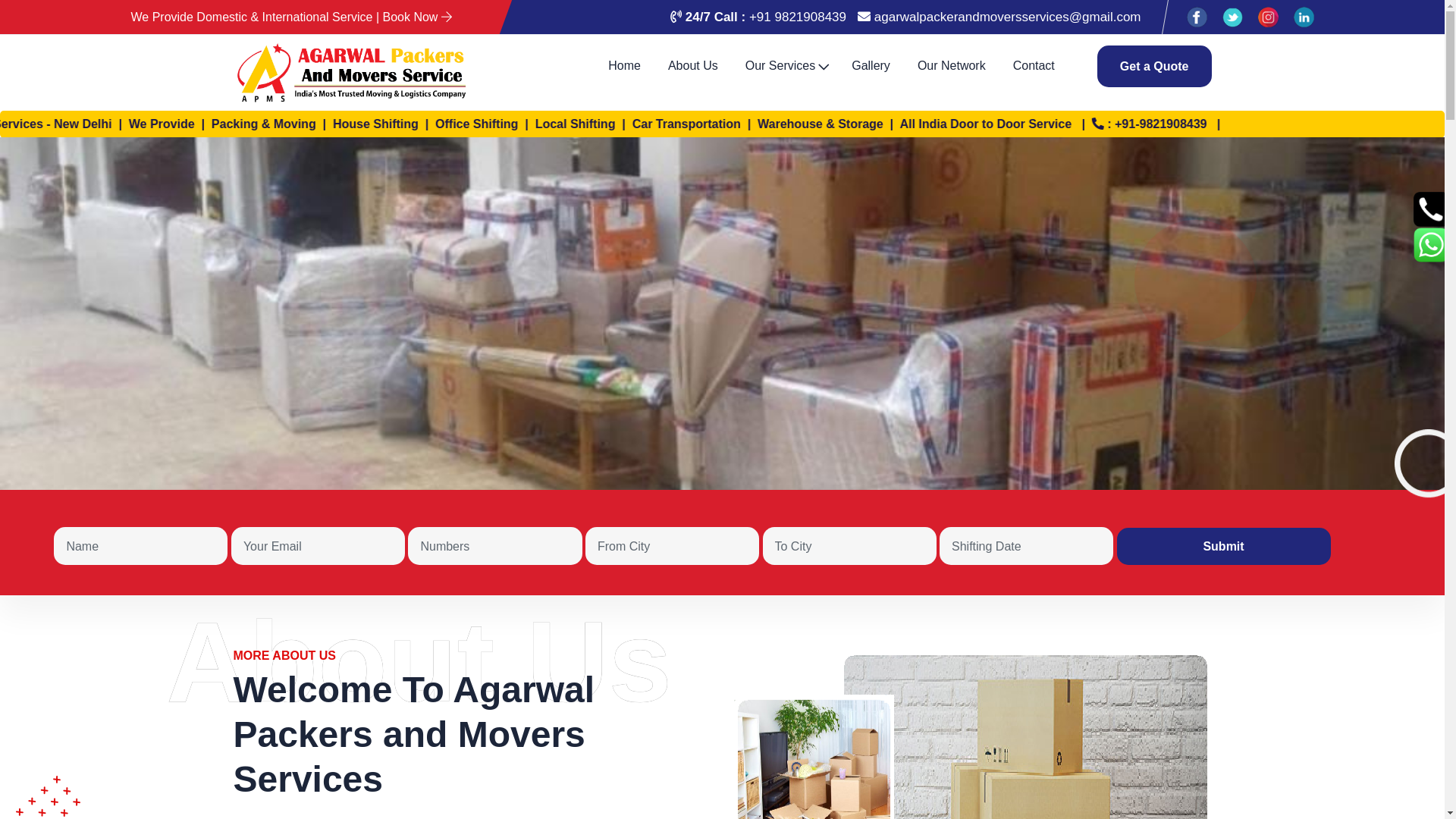 website screenshot of https://agarwalpackerandmoversservice.com/