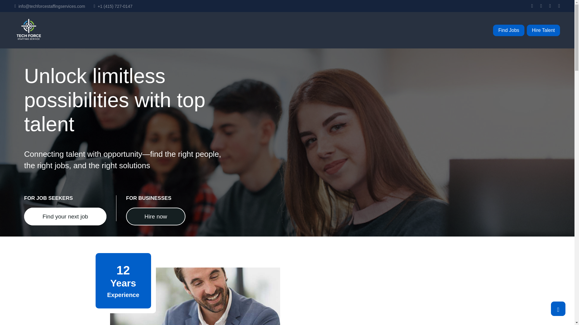 website screenshot of https://techforcestaffingservices.com/