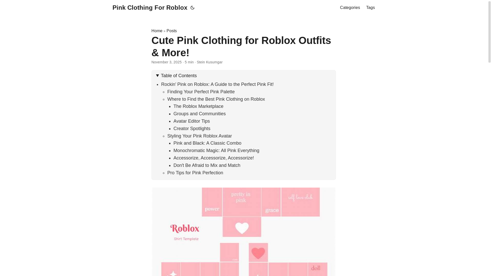 website screenshot of https://pink-clothing-for-roblox.pages.dev/