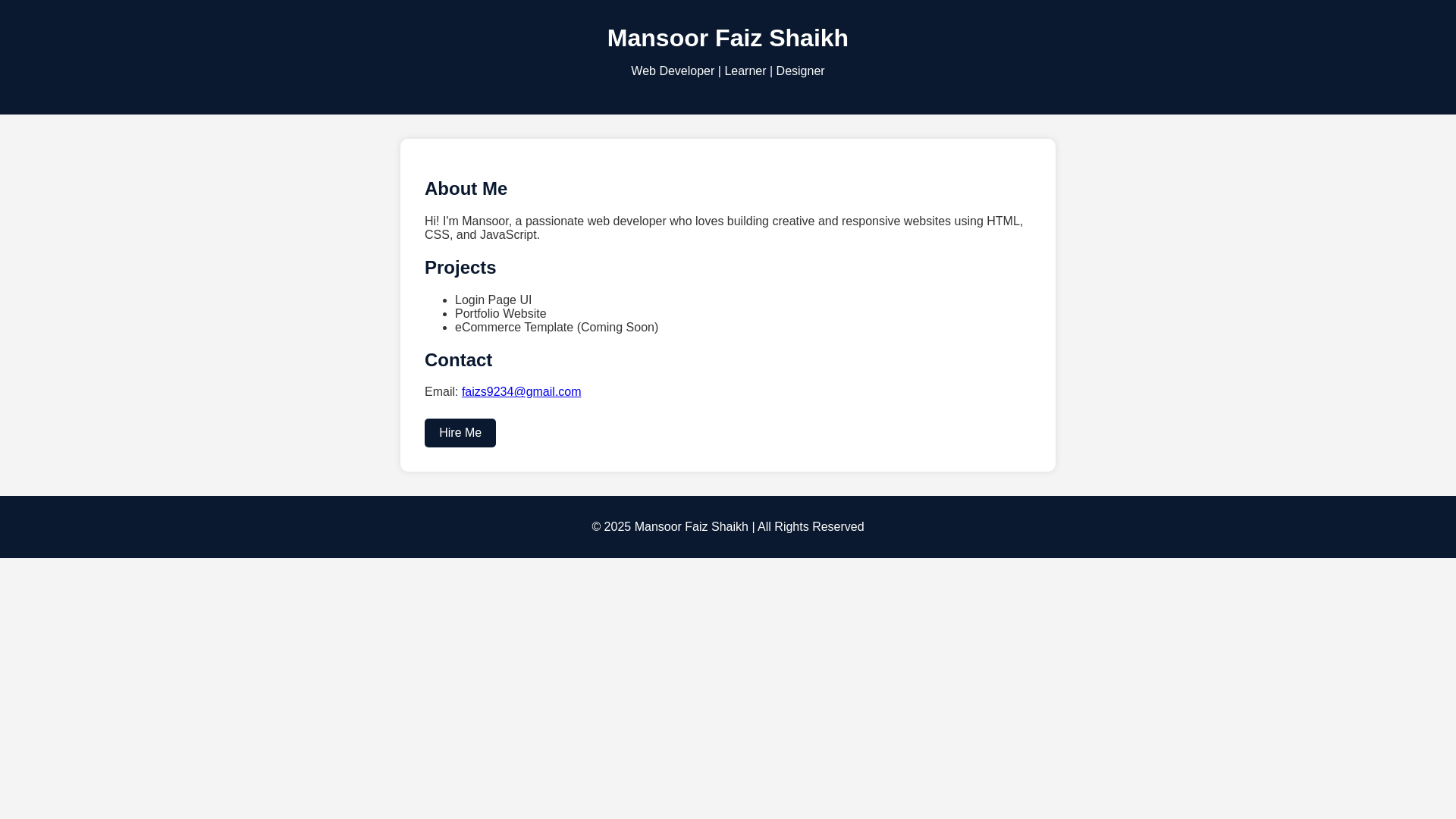 website screenshot of https://mansoorfaizshaikh.com/