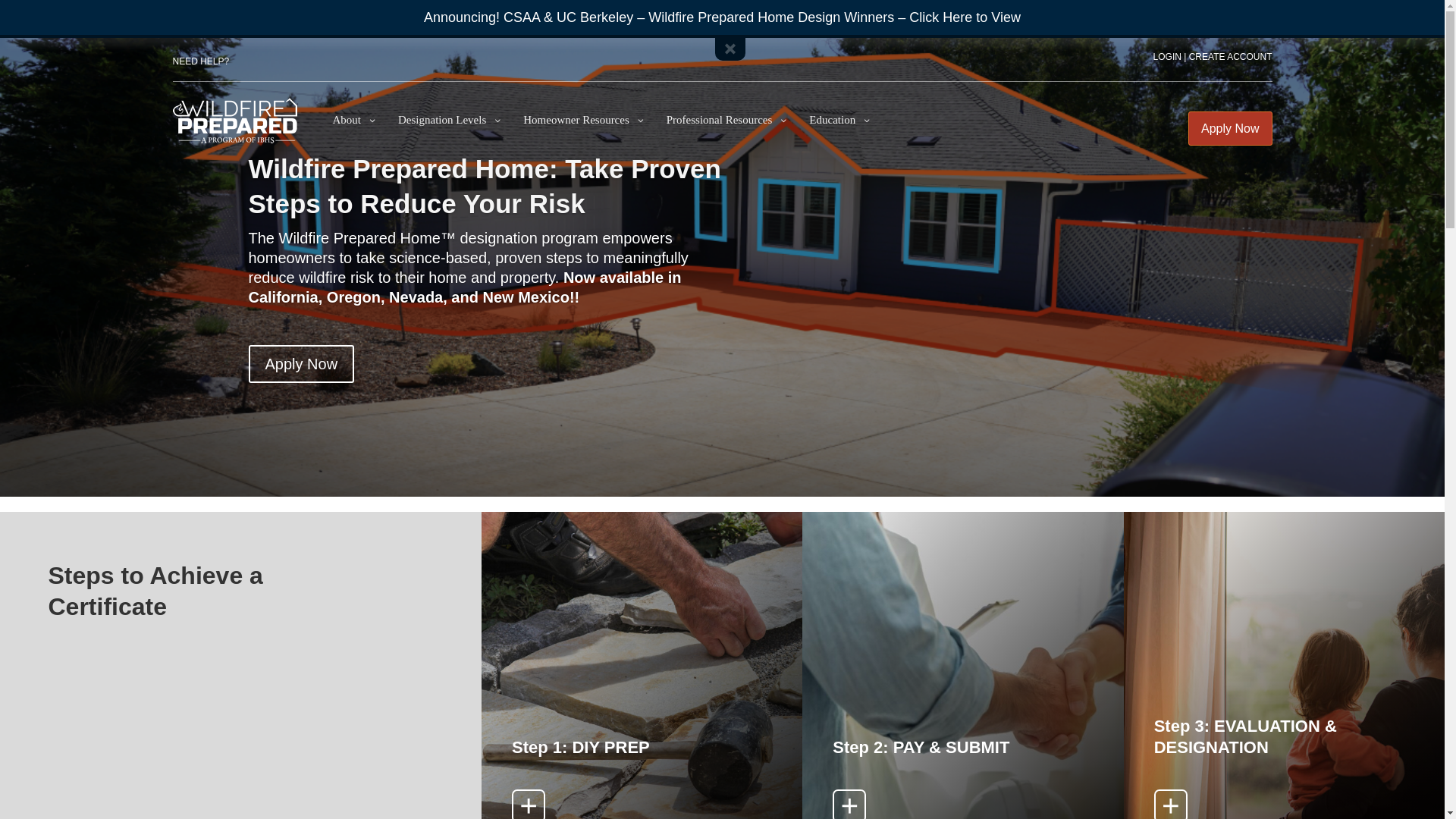 website screenshot of https://wildfireprepared.org/