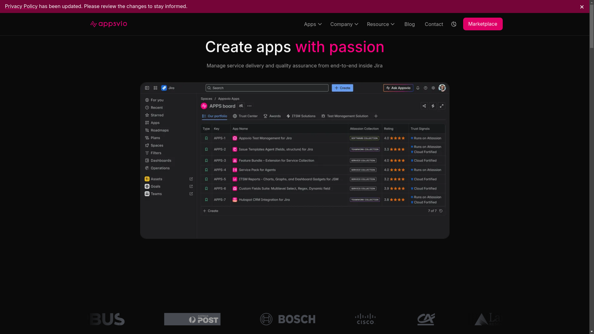 website screenshot of https://appsvio.pl
