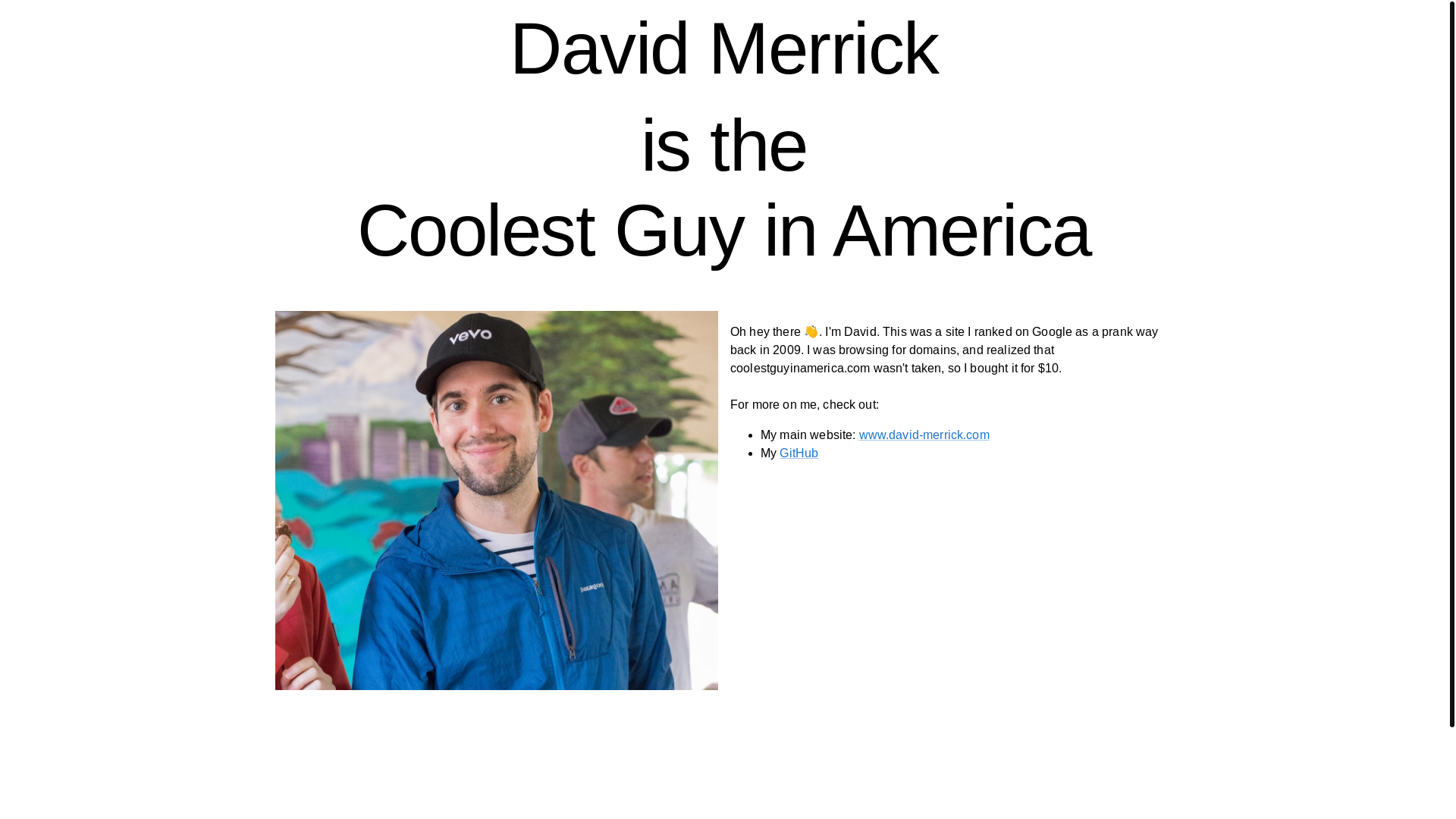 website screenshot of https://coolestguyinamerica.pages.dev/