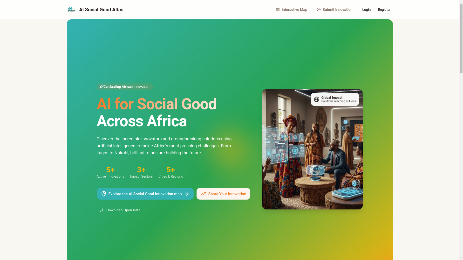 website screenshot of https://aisocialgoodatlas.live/