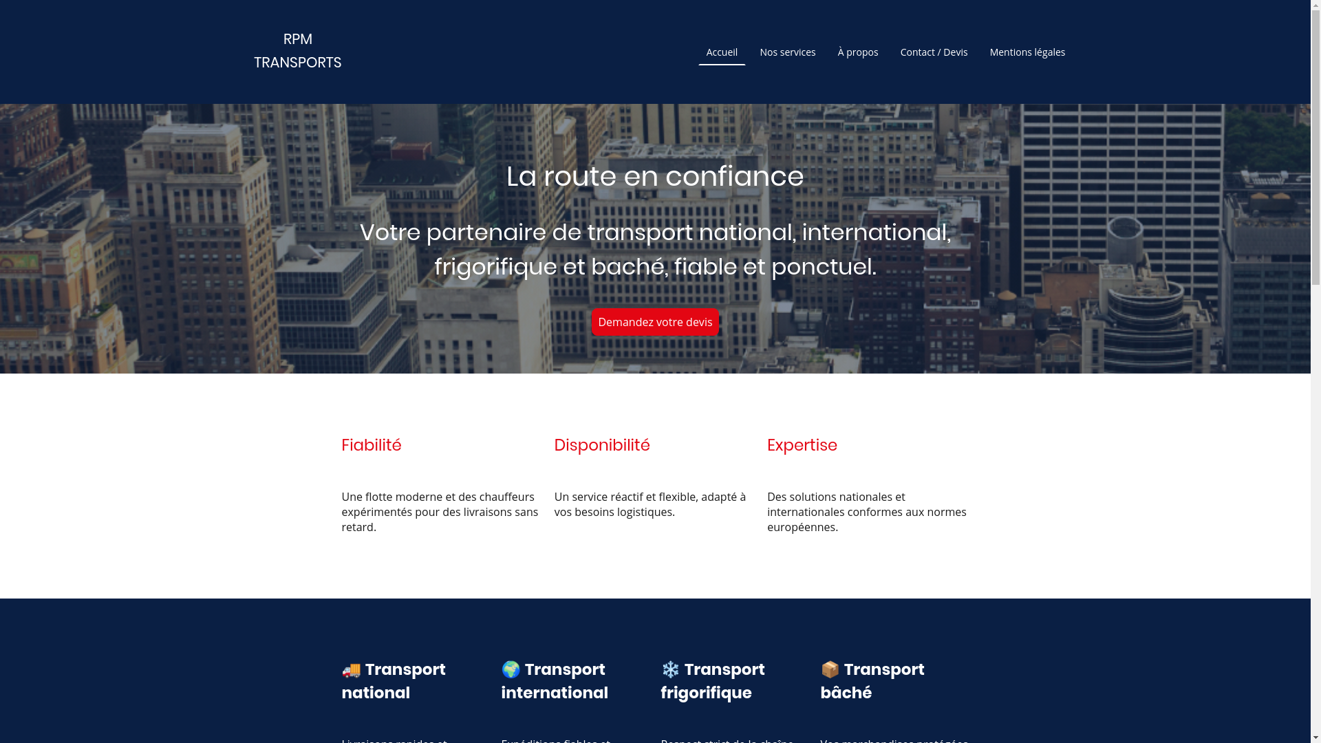 website screenshot of https://rpmtransports.fr/