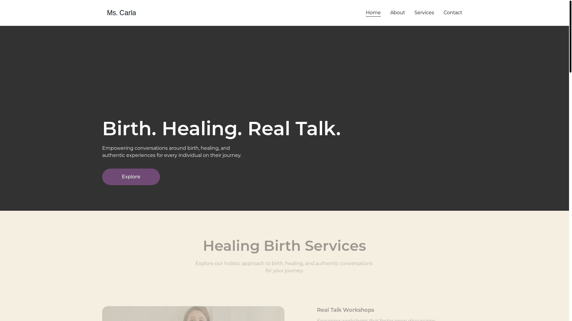 website screenshot of https://therealmscarla.com/