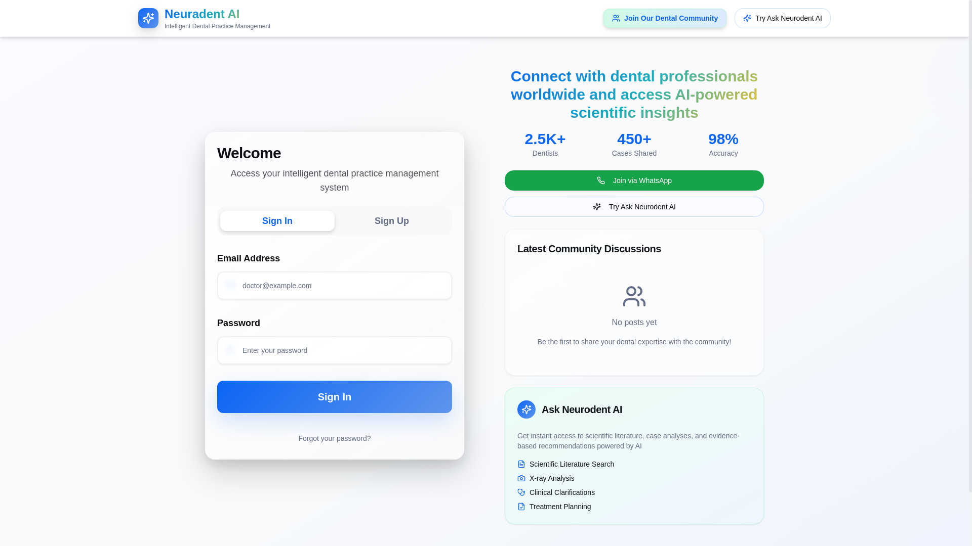 website screenshot of https://neuradentai.org/