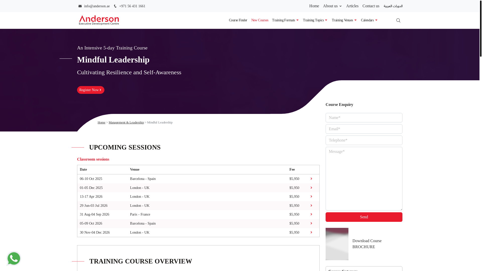 website screenshot of https://andersntng204.com/courses/mindful-leadership