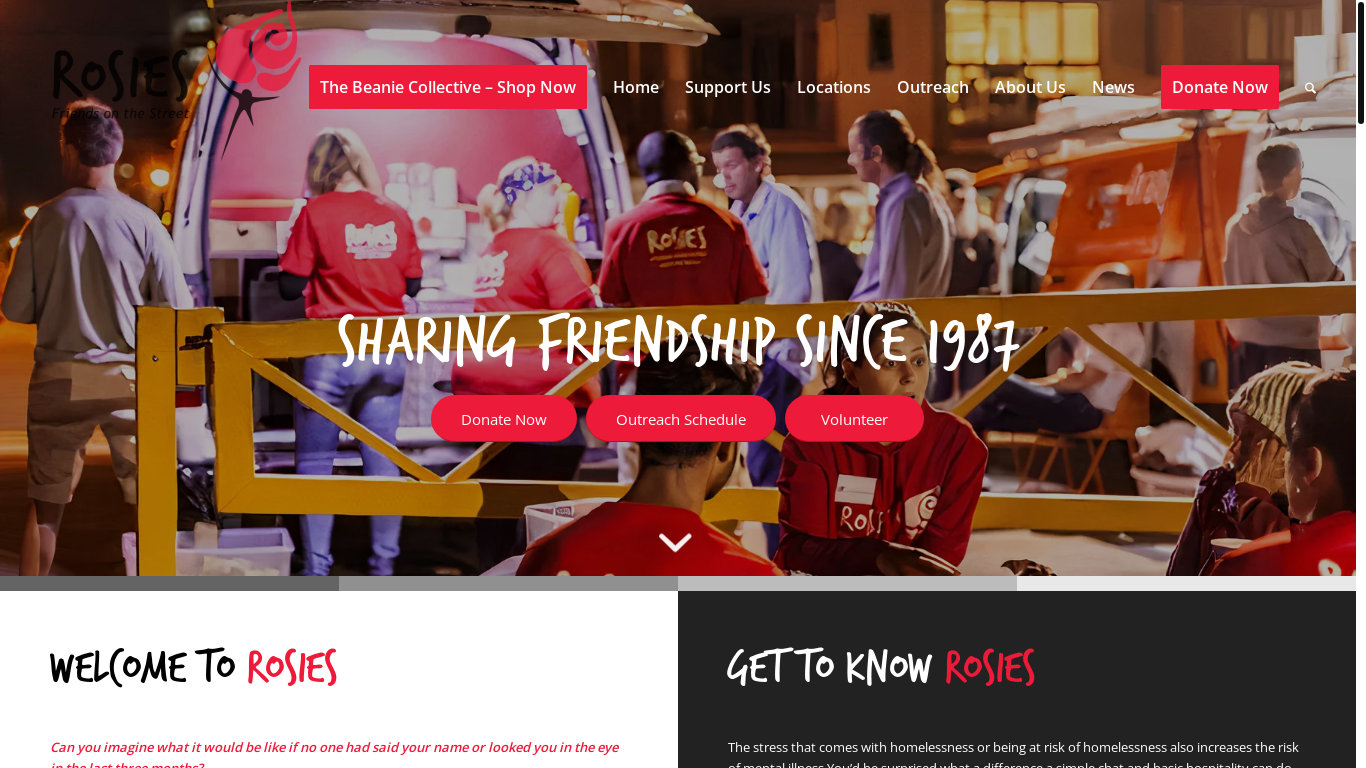 website screenshot of https://rosies.org.au/