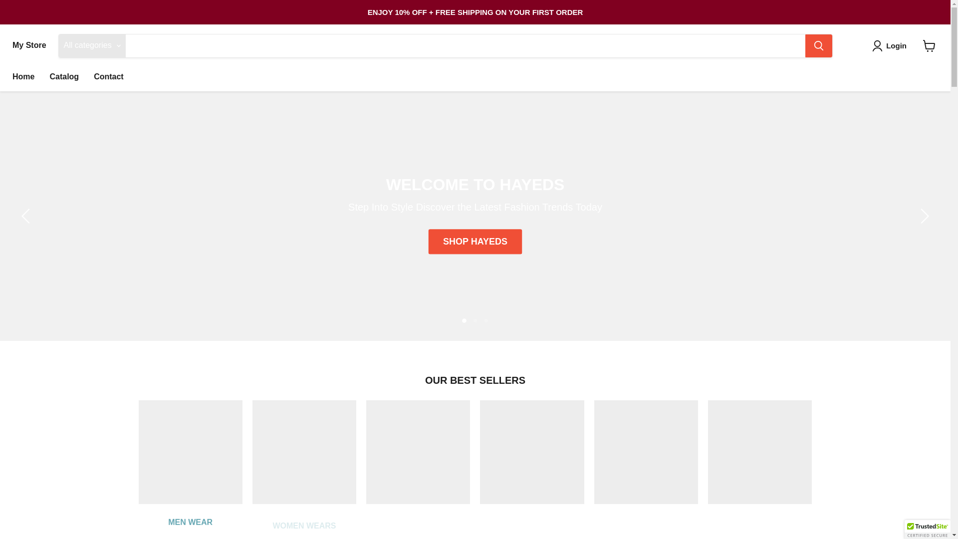 website screenshot of https://hayedsclothing.com/