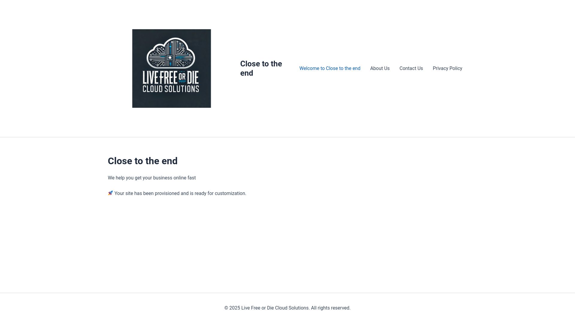 website screenshot of https://closetotheend12343.xyz/