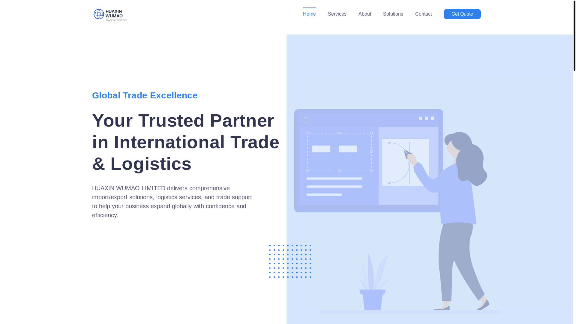 website screenshot of https://huaxinwumaolimited.org/
