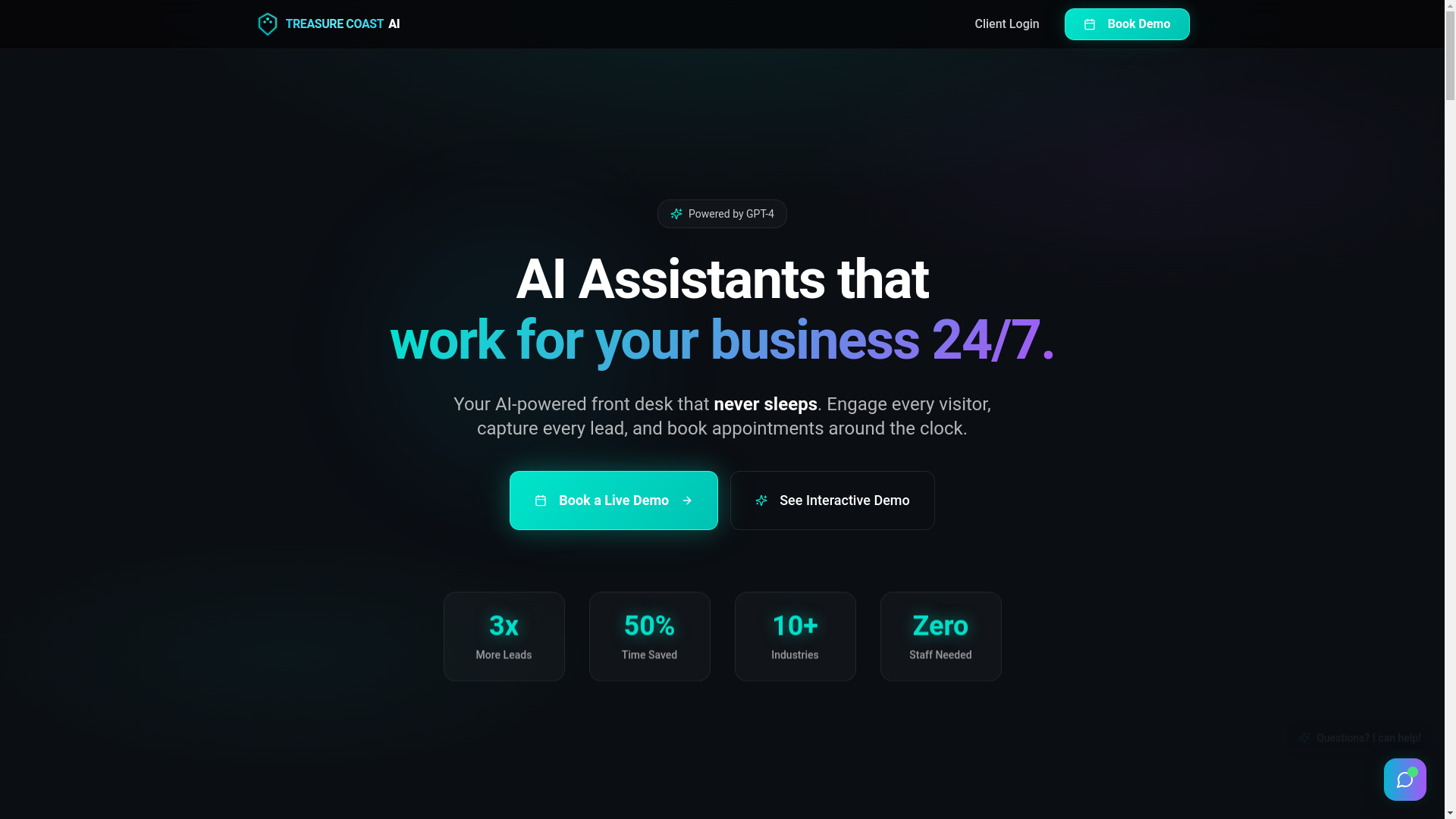 website screenshot of https://treasurecoast-ai.com/