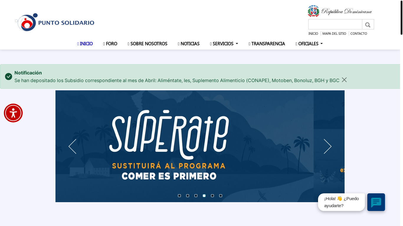 website screenshot of https://puntosolidario.gob.do/