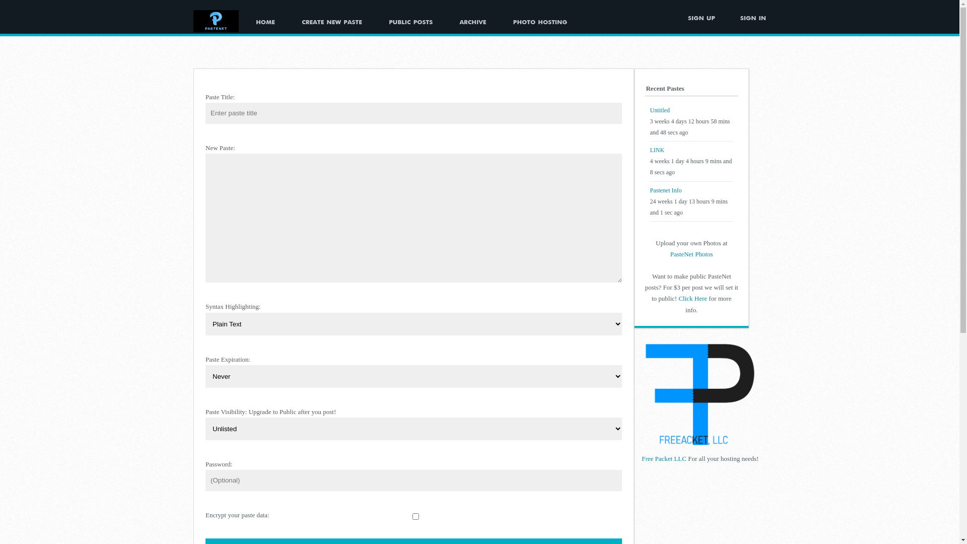 website screenshot of https://pastenet.com/
