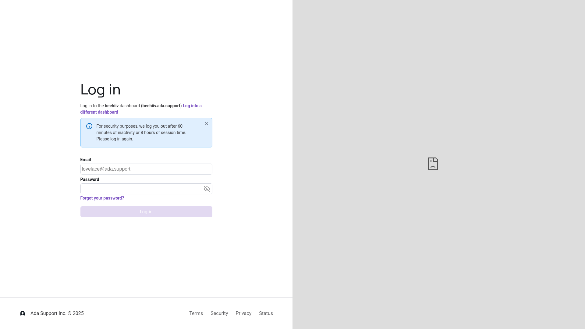 website screenshot of https://beehiiv.ada.support/