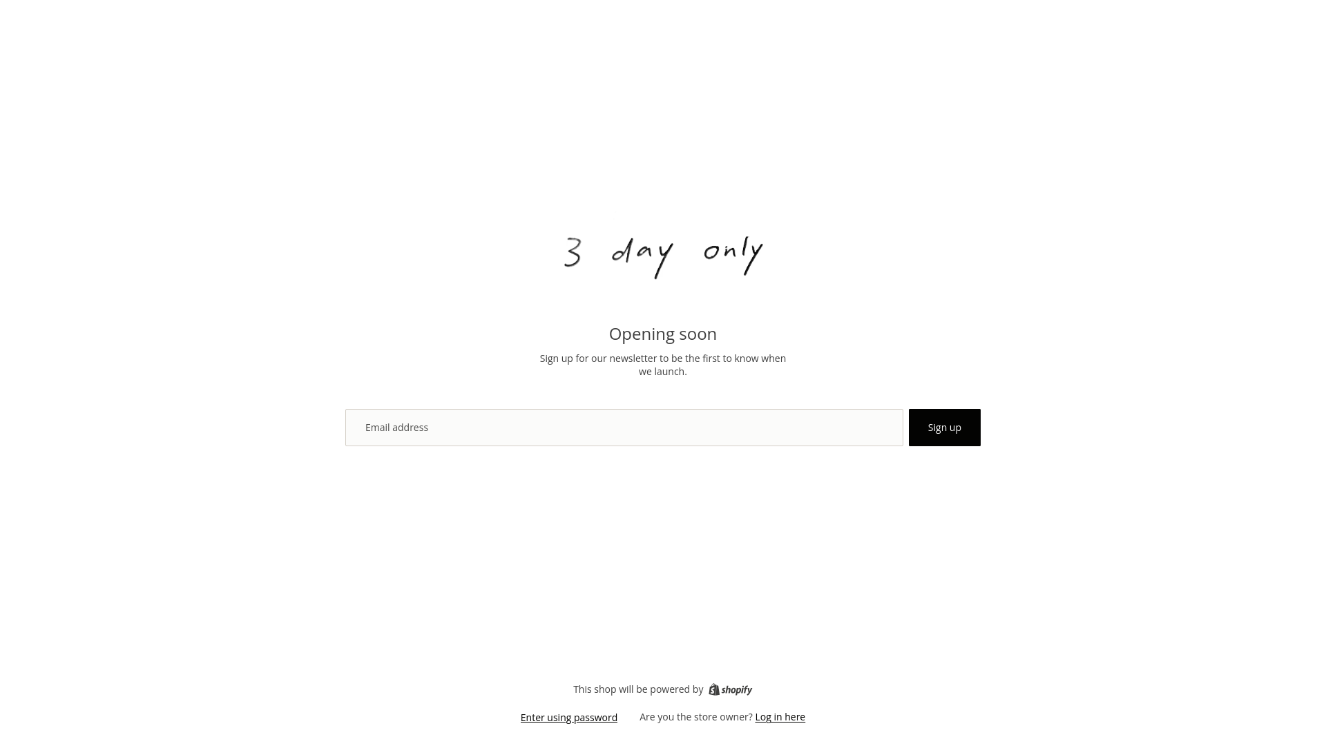 website screenshot of https://3dayonly.store/