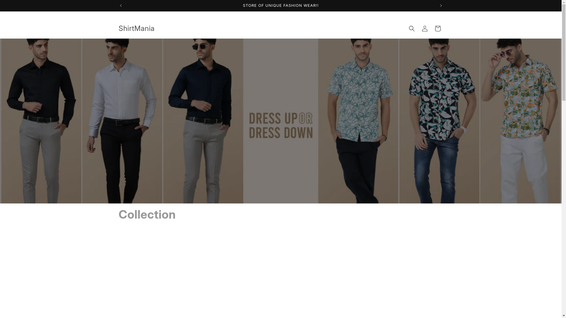 website screenshot of https://shirtsmania.in/