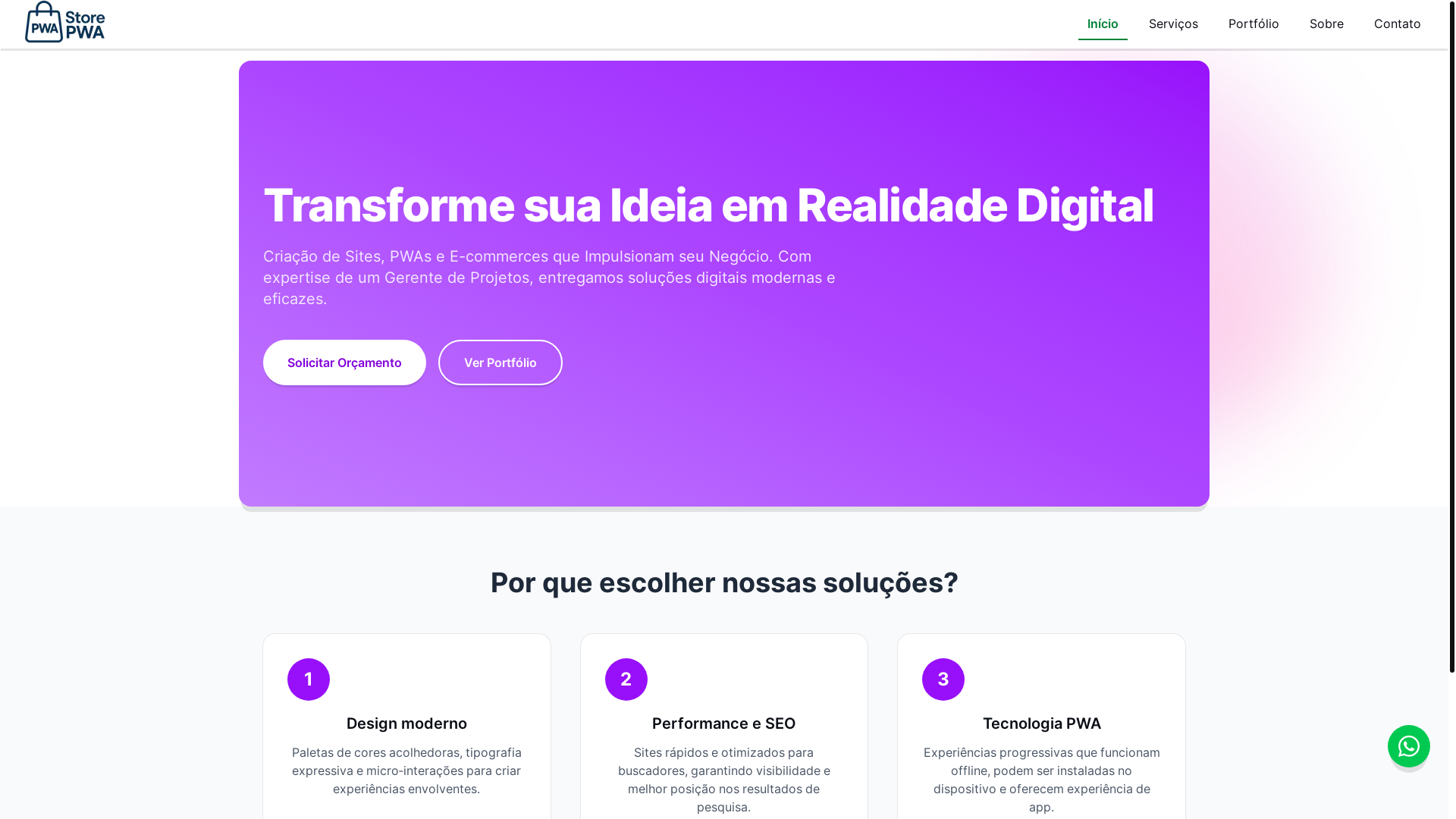 website screenshot of https://storepwa.com.br/