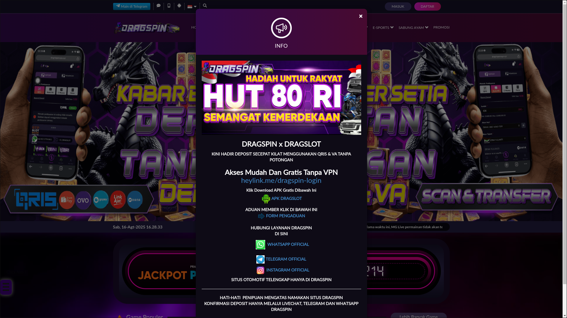 website screenshot of https://dragslotalternatif.makeup/