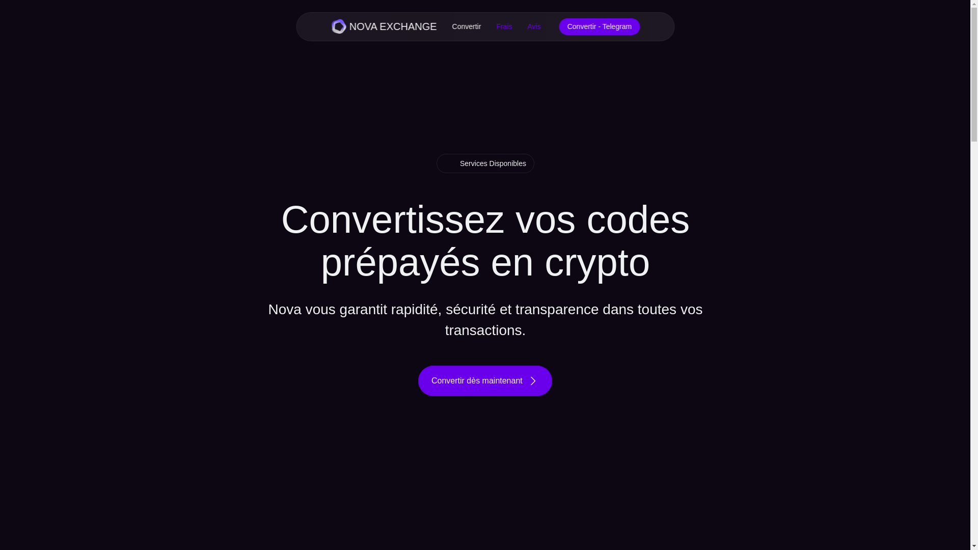 website screenshot of https://novaexchange.fr/
